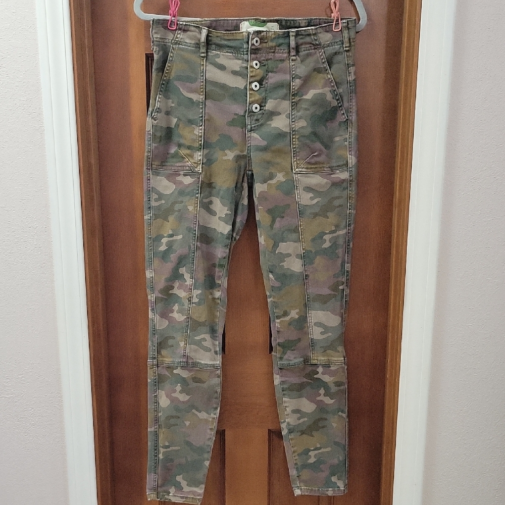 Anthropologie Olive Green Camo Pants